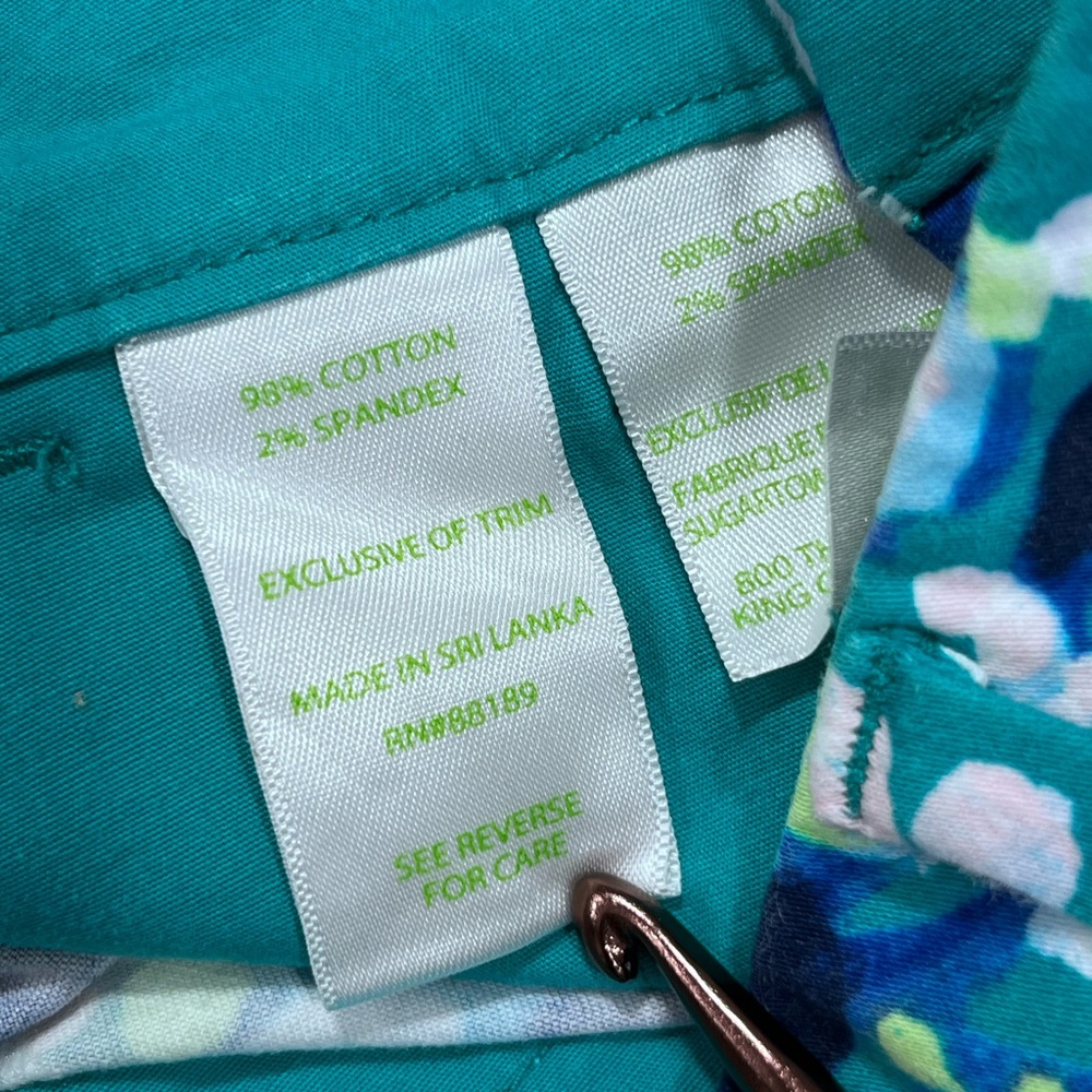 Lilly Pulitzer Callahan Shorts Size 00 Blue Green Print Stretch Resort - Picture 9 of 12